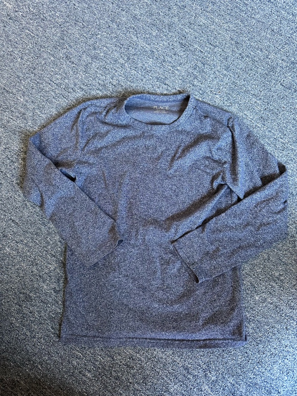 Place Boys Long Sleeve Heathered Navy Blue Tee